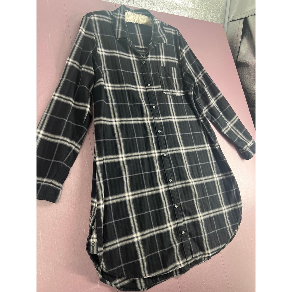 Abercrombie & Fitch Womens XL Plaid Soft Cotton Button Down Oversized Shirtdress - Picture 3 of 8